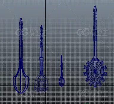 厨房5大件物品maya模型下载！超赞的打蛋器，漏勺，锅铲等厨房用品厨具maya模型下载！-2