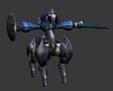 科幻铠甲骷髅剑盾人马T-pose3D模型