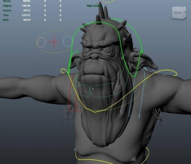 Monster creature rig full facial controls怪物老头maya模型！獠牙原始人类maya模型