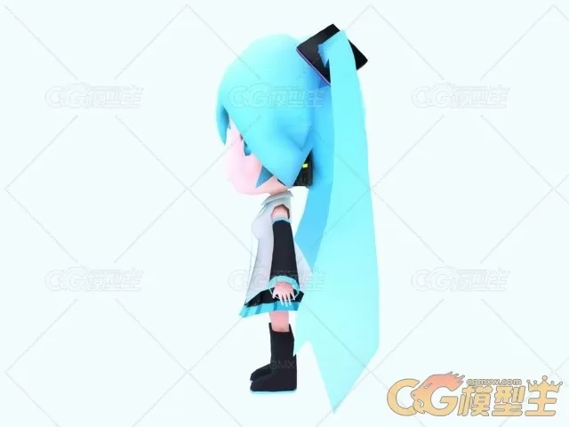 Q版初音3dmax模型 萌萌哒初音未来卡通动漫角色3dmax模型 超可爱初音3d模型-2