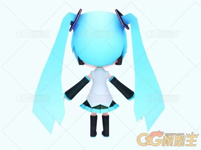 Q版初音3dmax模型 萌萌哒初音未来卡通动漫角色3dmax模型 超可爱初音3d模型-3