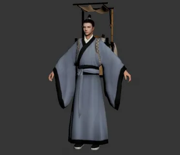古代清秀书生男子角色3DMax模型