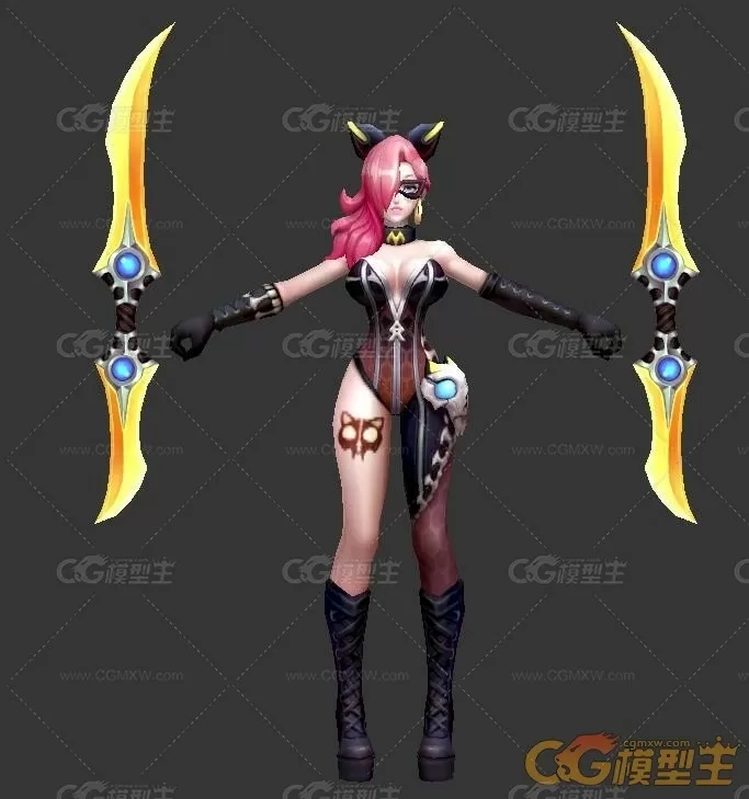 带CS绑定的暗夜猫娘阿轲3D模型-1