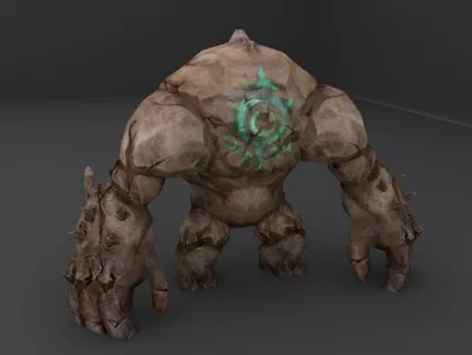 印符文元素的怪物石头人3DMax模型