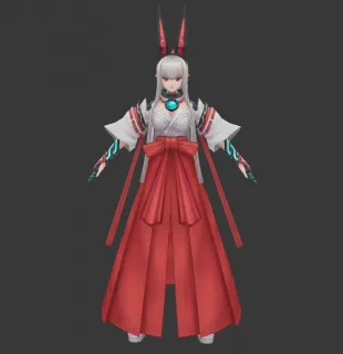 日系和风巫女少女兔3D模型