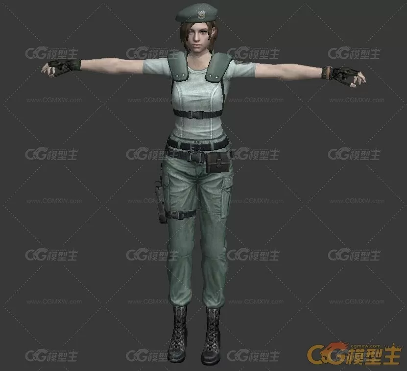 T-pose帅气女特警3DMax模型-1