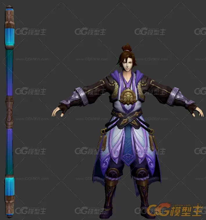 带绑定游戏英雄角色至尊宝3D模型-1