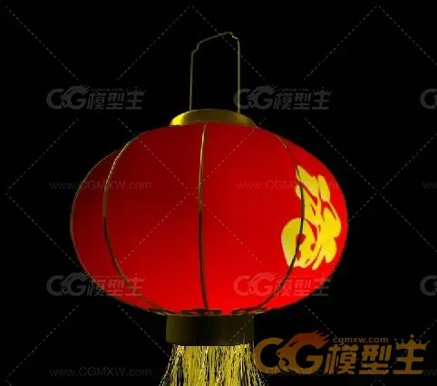 一个大红灯笼maya模型下载！-1