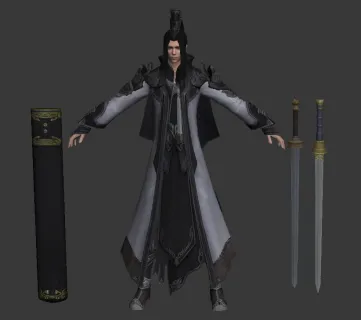 武侠类带骨骼人物角色男子剑客3DMax模型.