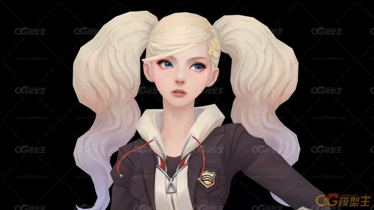 少女 卡通 可爱 双马尾 萌（FBX格式）-1