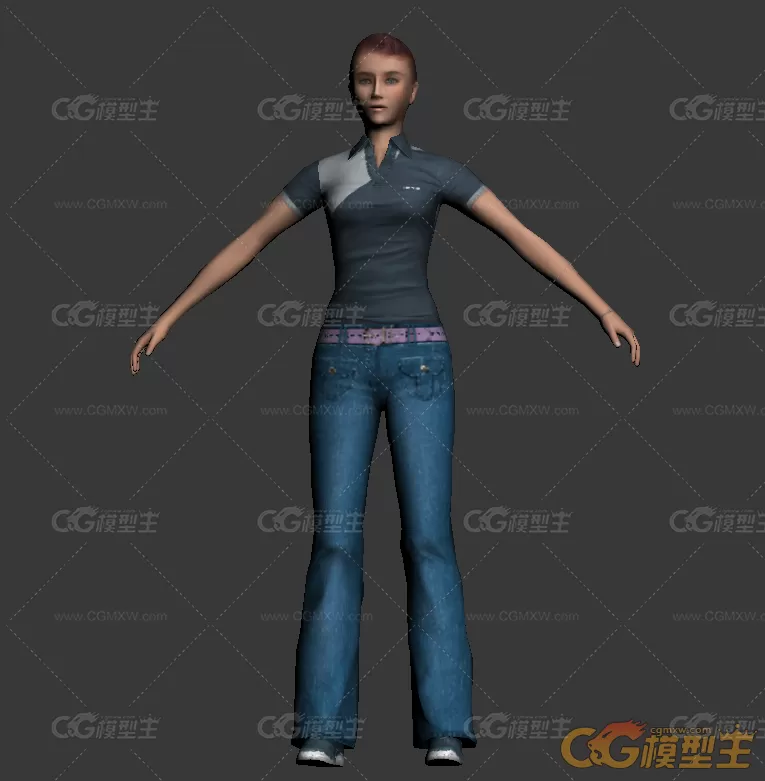 现代欧美游戏女性角色3D模型-1