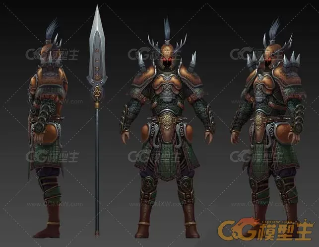游戏武士角色3dmax模型OBJ模型下载！古代日本东洋武士游戏人物CG模型下载！含贴图！-1