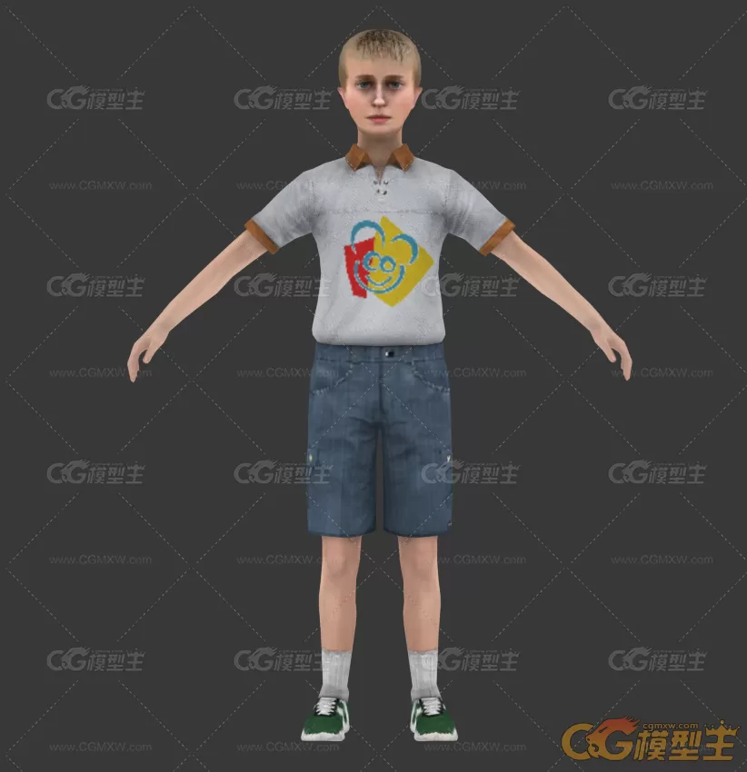 西方小男孩3D游戏角色模型-1