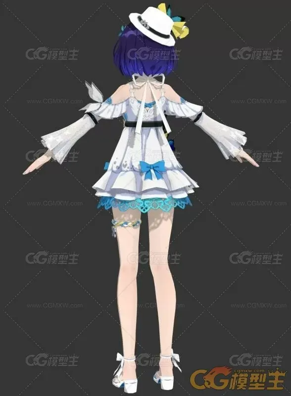 分享带绑定夏装女孩希儿3DMax模型-2