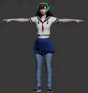 戴耳机的D.va3DMax OBJ格式模型（带绑定）