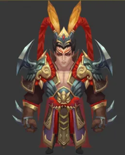 带骨骼绑定的古代卡通武将吕布3D模型
