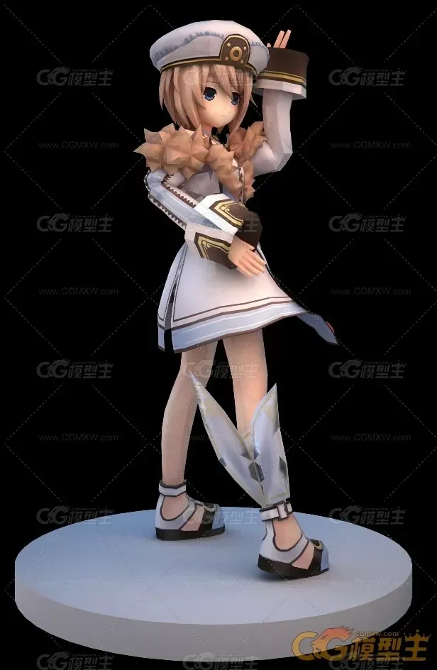 高精带绑定海军美少女3D模型-1