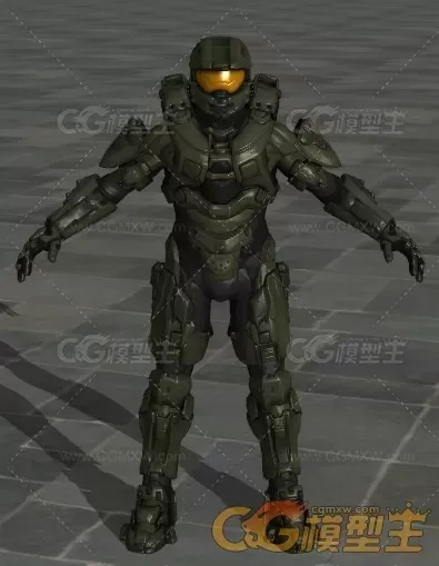 次世代机器人士官长光晕带绑定3D模型-1