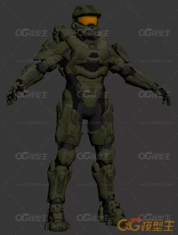 次世代机器人士官长光晕带绑定3D模型-3
