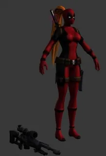 高马尾紧身衣女战士漫威带绑定3D模型