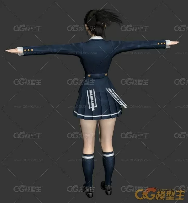 次世代制服少女misa3D模型 内含OBJ格式-2