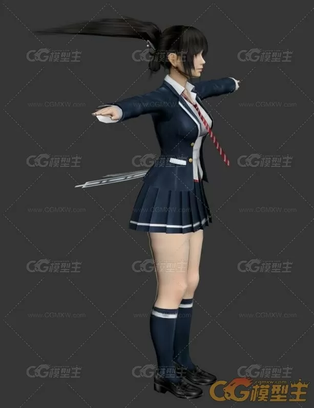 次世代制服少女misa3D模型 内含OBJ格式-3