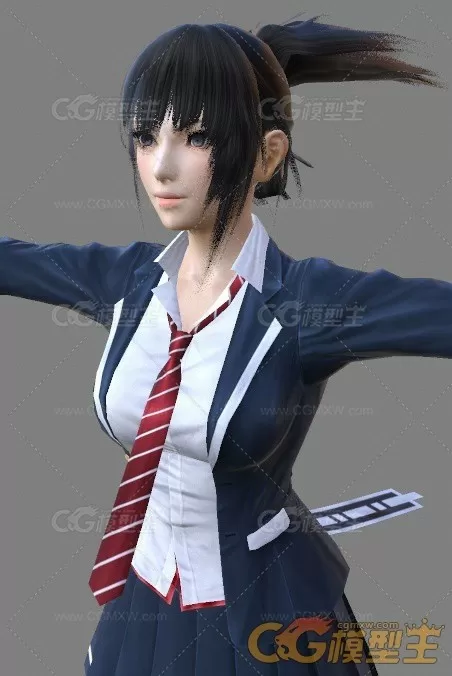 次世代制服少女misa3D模型 内含OBJ格式-4