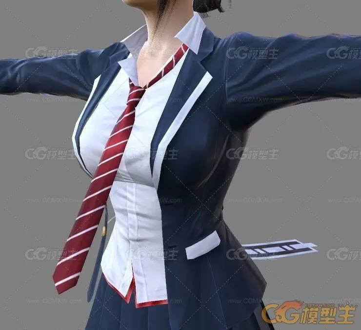 次世代制服少女misa3D模型 内含OBJ格式-6