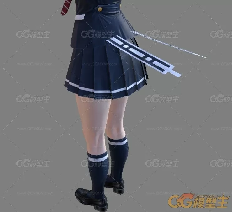 次世代制服少女misa3D模型 内含OBJ格式-8