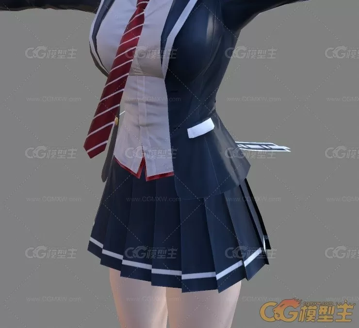 次世代制服少女misa3D模型 内含OBJ格式-9