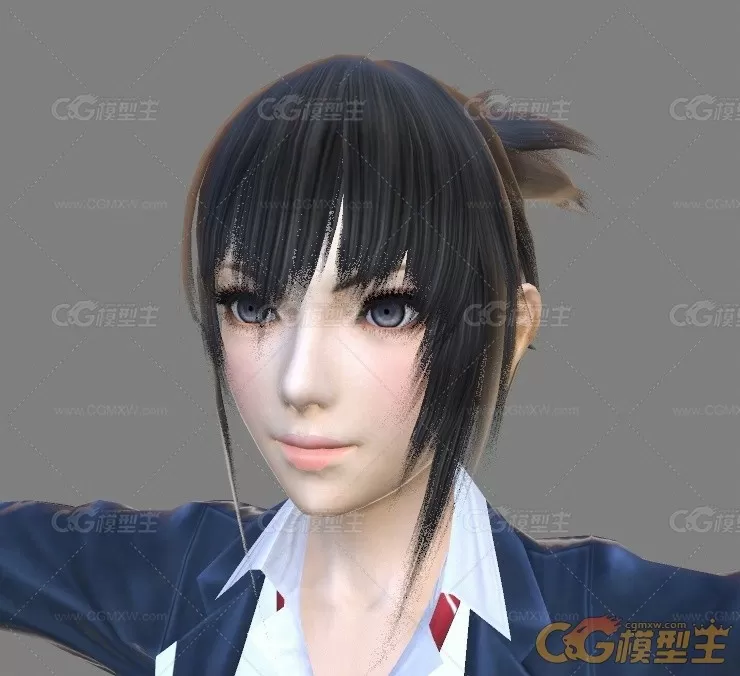 次世代制服少女misa3D模型 内含OBJ格式-10