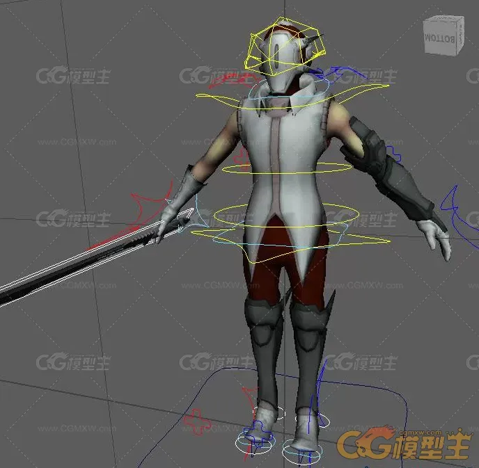 白银面具的剑客战士人物maya模型下载！-2