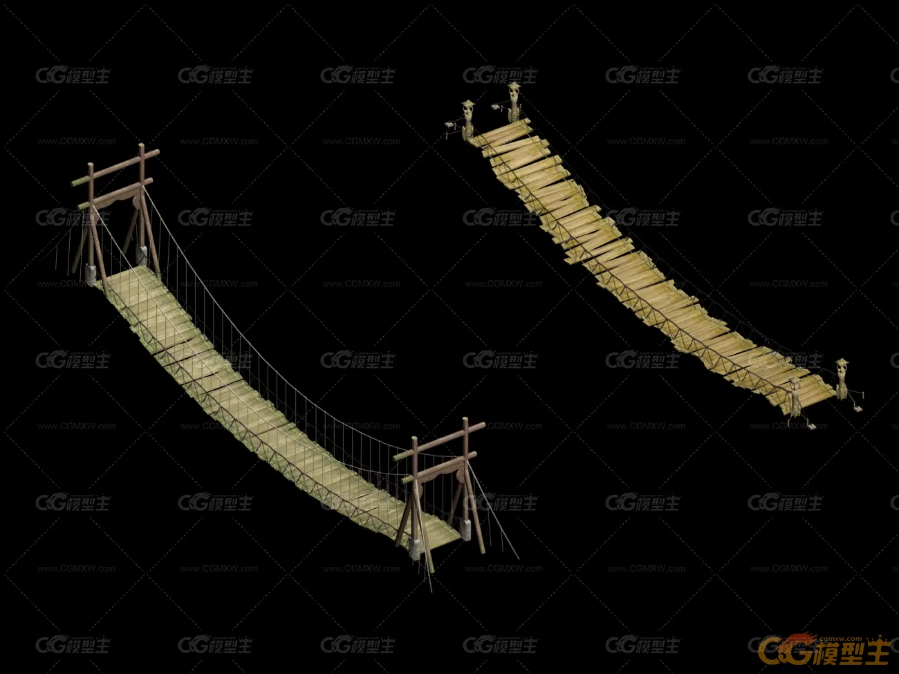 游戏写实中式古代吊桥 武侠 仙侠 写实场景-4