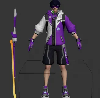 穿运动套装的李白皮肤3D模型