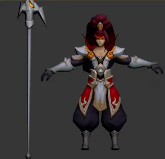 带绑定长发战士韩信3D角色模型