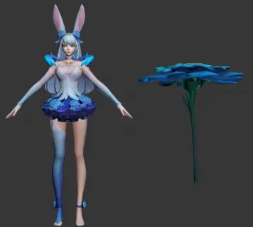 兽耳花间舞白发公孙离3Dmax模型