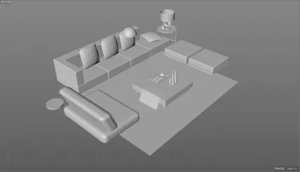 【3D】客厅沙发茶几