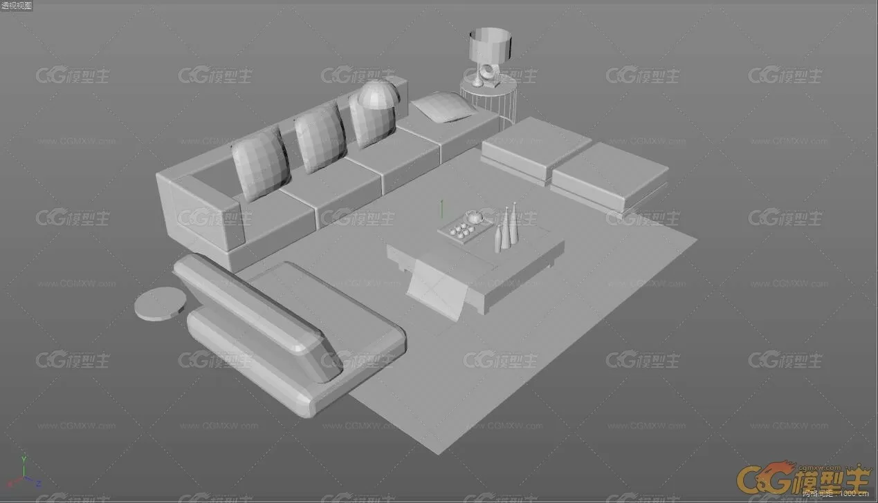 【3D】客厅沙发茶几-1