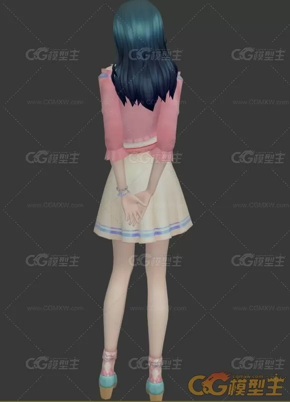 纯真二次元短裙美少女3D模型-2