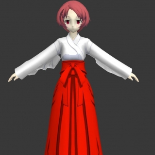 日系带绑定和服少女3D角色模型