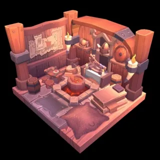 野人部落的房间 手绘Q版风格 欧美游戏3D模型