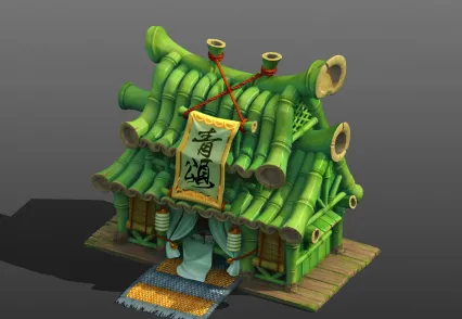 小竹楼房子 卡通Q版MAYA 3D建筑模型