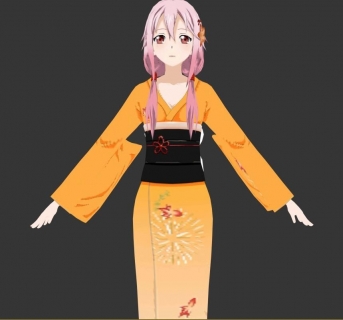 日系和服美少女带绑定3DMax模型