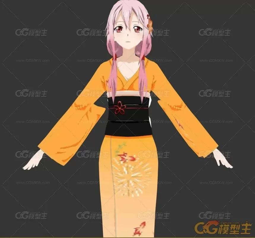 日系和服美少女带绑定3DMax模型-1