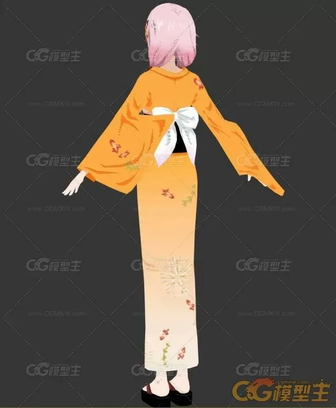 日系和服美少女带绑定3DMax模型-2