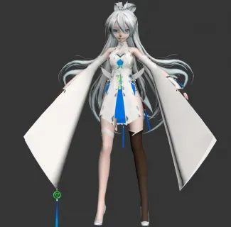 带绑定肢体动作的白发汉煌矜女3D模型