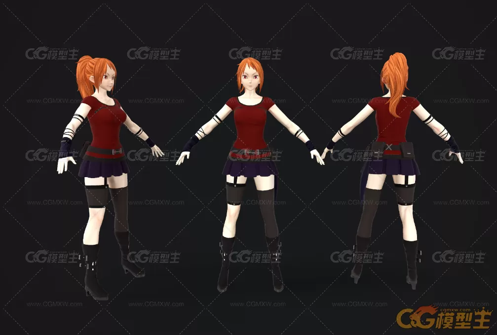 嗜血代码 女性服装模型，有FBX MAX 带T-pose 全贴图-1