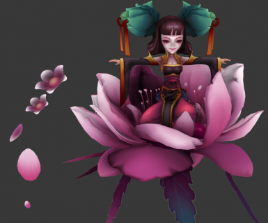 Q版莲花女妖3D带动作模型