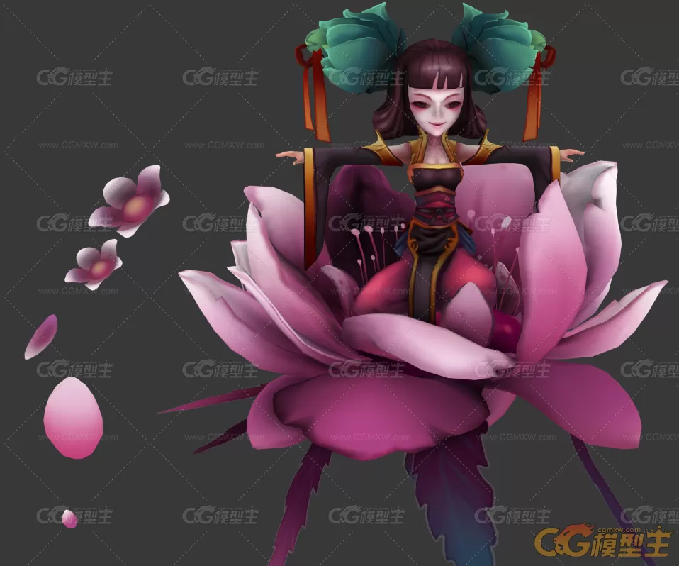 Q版莲花女妖3D带动作模型-1