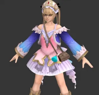 跨单肩包的金发双马尾少女3D模型